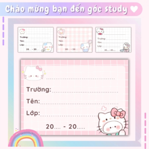 nhãn vở cute góc study – thiết kế dễ thương, nổi bật cho học sinh